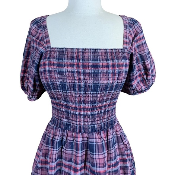 Madewell Lucie Puff-Sleeve Smocked Mini Dress in Rockfern Plaid XXS - Picture 5 of 11